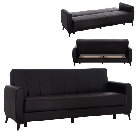 ΚΑΝΑΠΕΣ ΚΡΕΒΑΤΙ ΜΕ ΑΠΟΘ.ΧΩΡΟ TΡΙΘΕΣΙΟΣ NIKKO HM3292.11 ΜΑΥΡΟ PU 207x80x82Υεκ.