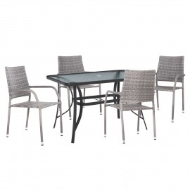 ΣΕΤ ΤΡΑΠΕΖΑΡΙΑΣ MORNER HM21195 ΤΡΑΠΕΖΙ ΜΕ 4 ΠΟΛΥΘΡΟΝΕΣ--ΓΚΡΙ