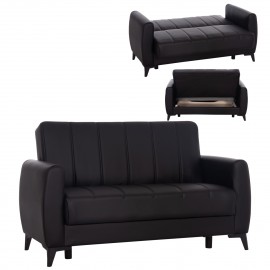 ΚΑΝΑΠΕΣ ΚΡΕΒΑΤΙ ΜΕ ΑΠΟΘ.ΧΩΡΟ ΔΙΘΕΣΙΟΣ NIKKO HM3293.11 ΜΑΥΡΟ PU 144x75x84Υεκ.