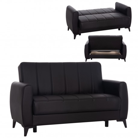 ΚΑΝΑΠΕΣ ΚΡΕΒΑΤΙ ΜΕ ΑΠΟΘ.ΧΩΡΟ ΔΙΘΕΣΙΟΣ NIKKO HM3293.11 ΜΑΥΡΟ PU 144x75x84Υεκ.