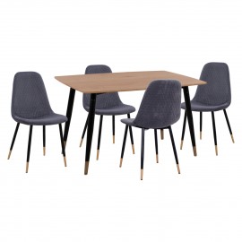 ΣΕΤ ΤΡΑΠΕΖΑΡΙΑΣ 5ΤΜΧ ALIZA HM11196.01 MDF TOP-ΒΕΛΟΥΔΟ ΓΚΡΙ & ΜΕΤΑΛΛΟ ΜΑΥΡΟ