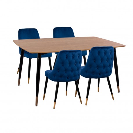 ΣΕΤ ΤΡΑΠΕΖΑΡΙΑΣ 5ΤΜΧ JOLIE HM11198.08 MDF TOP-ΒΕΛΟΥΔΟ ΜΠΛΕ & ΜΕΤΑΛΛΟ ΜΑΥΡΟ