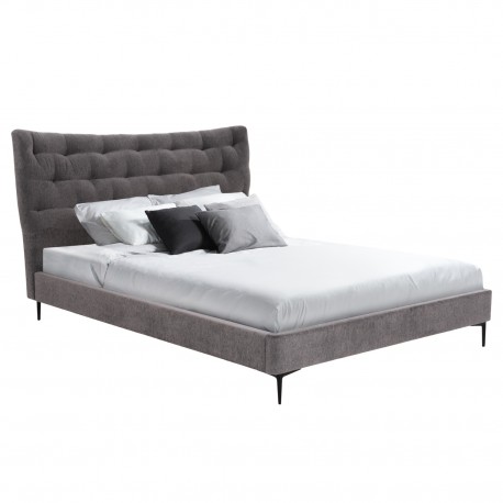 ΚΡΕΒΑΤΙ ΔΙΠΛΟ JILL HM737.01 ΥΦΑΣΜΑ ΣΕ ΓΚΡΙ--ΓΙΑ ΣΤΡΩΜΑ 160x200εκ.