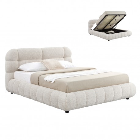 ΚΡΕΒΑΤΙ ΜΕ ΑΠΟΘ.ΧΩΡΟ MOLEN HM730.03 ΜΠΕΖ ΜΠΟΥΚΛΕ ΥΦΑΣΜΑ--ΓΙΑ ΣΤΡΩΜΑ 160x200εκ