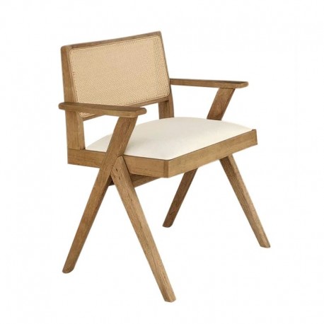 Ε7685,2 MEMORY Πολυθρόνα Τραπεζαρίας, Απόχρωση Φυσικό, Pu Εκρού