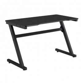 ΕΟ418,1 GAMING Γραφείο 120x60cm Μέταλλο Βαφή Μαύρο, Επιφάνεια MDF Μαύρο, με Βάση ακουστικών
