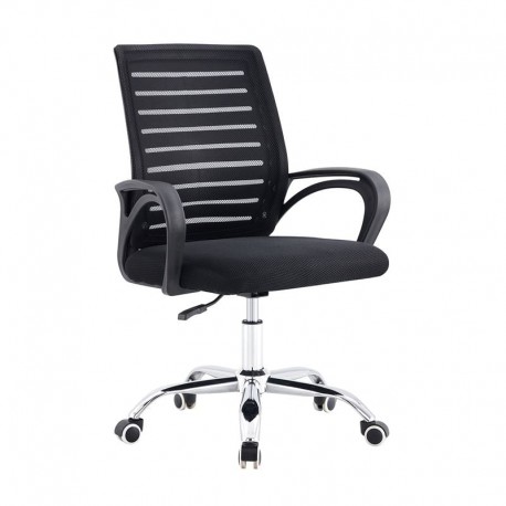 ΕΟ257,1 BF2140 Πολυθρόνα Γραφείου Μέταλλο Χρώμιο, Mesh Μαύρο