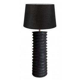 TLI 6332 40BK ΕΠΙΤΡΑΠΕΖΙΑ ΛΑΜΠΑ ΞΥΛΙΝΗ ΜΑΥΡΗ ΜΕ ΡΑΒΔΩΣΕΙΣ & ΑΜΠΑΖΟΥΡ ΜΑΥΡΟ 1ΧΕ27