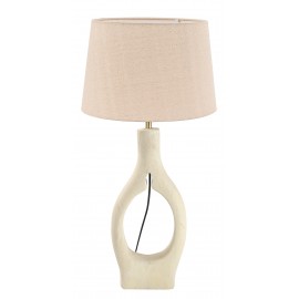 TLI 6336 40BG ΕΠΙΤΡΑΠΕΖΙΑ ΛΑΜΠΑ ΞΥΛΙΝΗ ΛΕΥΚΗ  ΣΤΡΟΓΓΥΛΗ ΨΙΛΗ ΜΕ ΑΜΠΑΖΟΥΡ ΜΠΕΖ 1ΧΕ27