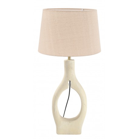 TLI 6336 40BG ΕΠΙΤΡΑΠΕΖΙΑ ΛΑΜΠΑ ΞΥΛΙΝΗ ΛΕΥΚΗ  ΣΤΡΟΓΓΥΛΗ ΨΙΛΗ ΜΕ ΑΜΠΑΖΟΥΡ ΜΠΕΖ 1ΧΕ27