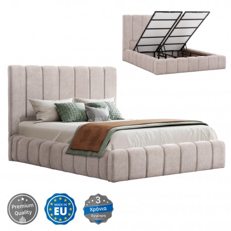 ΚΡΕΒΑΤΙ REMO ΜΕ ΑΠΟΘΗΚΕΥΤΙΚΟ ΧΩΡΟ HM719.10 ΥΦΑΣΜΑ TEDDY ΜΠΕΖ-ΓΙΑ ΣΤΡΩΜΑ 160x200εκ