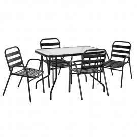 ΣΕΤ ΤΡΑΠΕΖΑΡΙΑΣ 5ΤΜΧ ADAM HM21219.01 ΚΑΡΕΚΛΕΣ ΜΕΤΑΛΛΙΚΕΣ & ΤΡΑΠΕΖΙ 110x60 ΜΑΥΡΟ