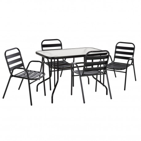 ΣΕΤ ΤΡΑΠΕΖΑΡΙΑΣ 5ΤΜΧ ADAM HM21219.01 ΚΑΡΕΚΛΕΣ ΜΕΤΑΛΛΙΚΕΣ & ΤΡΑΠΕΖΙ 110x60 ΜΑΥΡΟ