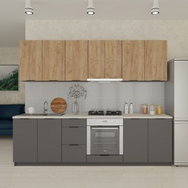 GR-CORFUCRAF Κουζίνα Corfu Craft 8 Τεμαχίων Γραφίτης-Χρυσό Δρυς