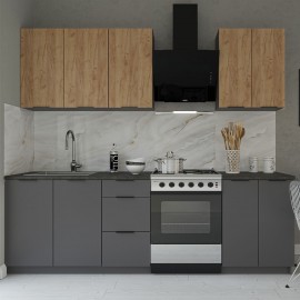 GR-MELISACRAF Κουζίνα Melisa Craft 6 Τεμαχίων Γραφίτης-Χρυσό Δρυς