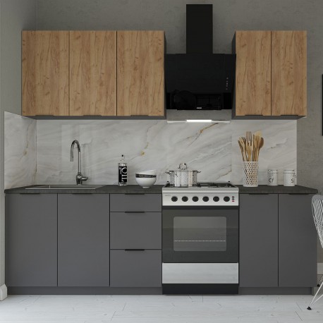 GR-MELISACRAF Κουζίνα Melisa Craft 6 Τεμαχίων Γραφίτης-Χρυσό Δρυς