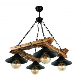 0103456 PDT 2060-4 ΤΕΤΡΑΓΩΝΗ ΞΥΛΙΝΗ ΒΑΣΗ  ΜΕ ΚΑΜΠΑΝΑ ΚΑΠΕΛΑ 4xΕ-27