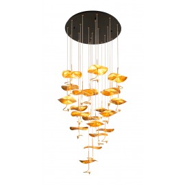 0104567 PDC 1290-18 ΠΟΛΥΦΩΤΟ ΜΠΡΟΥΤΖΙΝΟ LED ME ΦΥΛΛΑ ΝΟΥΦΑΡΑ ΧΡΥΣΑ