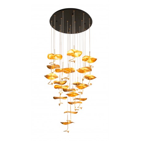 0104567 PDC 1290-18 ΠΟΛΥΦΩΤΟ ΜΠΡΟΥΤΖΙΝΟ LED ME ΦΥΛΛΑ ΝΟΥΦΑΡΑ ΧΡΥΣΑ