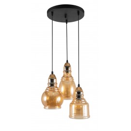 0108533 PDA 1258-3 ΡΟΖΕΤΑ ΜΕ ΜΕΛΙ 3ΣΧ. ΔΙΑΦΟΡΕΤΙΚΑ ΓΥΑΛΙΑ 3xE-27 40W