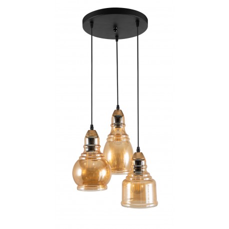 0108533 PDA 1258-3 ΡΟΖΕΤΑ ΜΕ ΜΕΛΙ 3ΣΧ. ΔΙΑΦΟΡΕΤΙΚΑ ΓΥΑΛΙΑ 3xE-27 40W