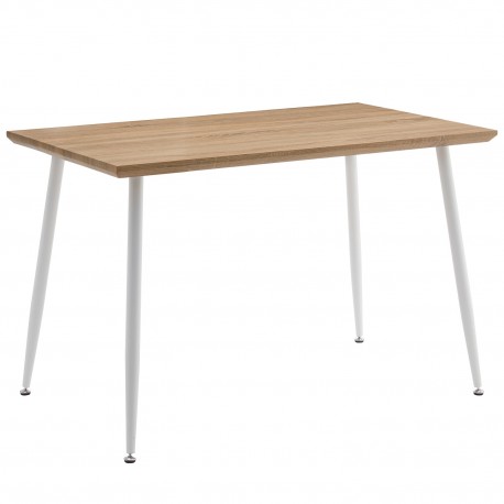 14320048 Τραπέζι Τραπεζαρίας ArteLibre MINOS Sonoma/Λευκό Μέταλλο/Μοριοσανίδα 120x70x75cm Φυσικό/Sonoma/Λευκό