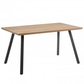 14320049 Τραπέζι Τραπεζαρίας ArteLibre ADONIS Sonoma/Μαύρο Μέταλλο/Μοριοσανίδα 140x80x76cm Φυσικό/Sonoma/Μαύρο