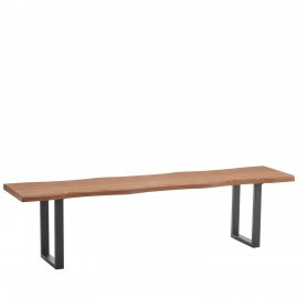 14320050 Παγκάκι Τραπεζαρίας ArteLibre AEMON Σκούρο Ακακία/Μαύρο Μέταλλο/MDF 180x40x47cm Καφέ/Μαύρο