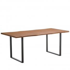 14320051 Τραπέζι Τραπεζαρίας ArteLibre AEMON Σκούρο Ακακία/Μαύρο Μέταλλο/Μοριοσανίδα 180x90x75cm Καφέ/Μαύρο/Ακακία