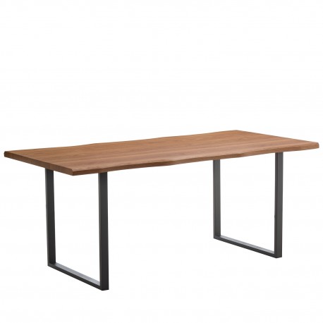 14320051 Τραπέζι Τραπεζαρίας ArteLibre AEMON Σκούρο Ακακία/Μαύρο Μέταλλο/Μοριοσανίδα 180x90x75cm Καφέ/Μαύρο/Ακακία