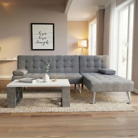 035-000106 Γωνιακός καναπές-κρεβάτι αναστρέψιμος Brisk pakoworld ύφασμα με ανθρακί απόχρωση 200x146x75εκ