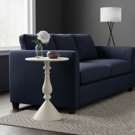 128-000057 Βοηθητικό τραπέζι Lalou pakoworld μέταλλο σε κρέμα απόχρωση Φ40x55εκ