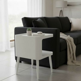 128-000066 Βοηθητικό τραπέζι Cubino pakoworld μέταλλο σε κρεμ απόχρωση 35x35x50εκ