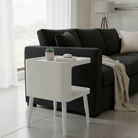 128-000066 Βοηθητικό τραπέζι Cubino pakoworld μέταλλο σε κρεμ απόχρωση 35x35x50εκ