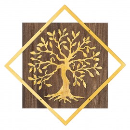 ΔΙΑΚΟΣΜΗΤΙΚΟ ΤΟΙΧΟΥ ΔΕΝΤΡΟ HM4752-ΦΥΛΛΑ ΜΕΤΑΛΛΟΥ ΧΡΥΣΑ-ΞΥΛΟ 54x3(βάθος)x54Υεκ.