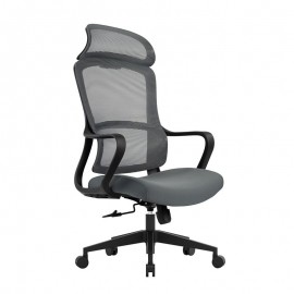 ΕΟ572,2 BF3010 Πολυθρόνα Γραφείου Διευθυντή, Mesh Μαύρο, Ύφασμα Γκρι