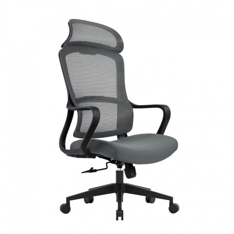 ΕΟ572,2 BF3010 Πολυθρόνα Γραφείου Διευθυντή, Mesh Μαύρο, Ύφασμα Γκρι