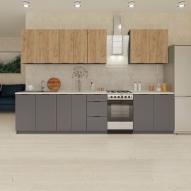 GR-LIANA260CRAF Κουζίνα Liana 8 Τεμαχίων Γραφίτης-Χρυσό Δρυς