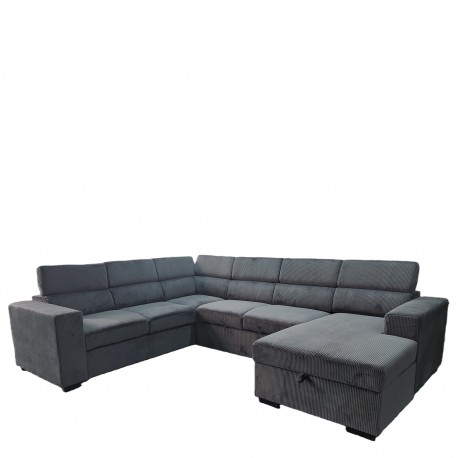 15390001 Καναπές Γωνιακός ArteLibre AVELON Γκρι Σκούρο Ύφασμα/Ξύλο 249x312x82cm Γκρι