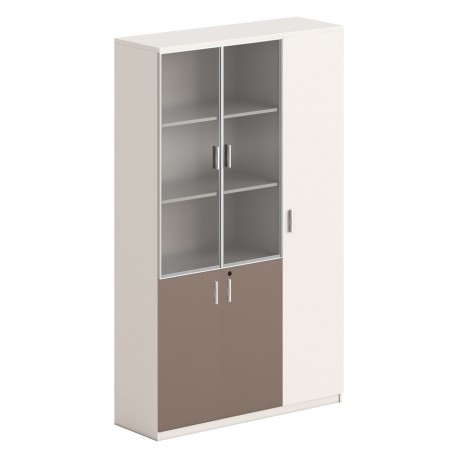 ΒΙΒΛΙΟΘΗΚΗ/ΝΤΟΥΛΑΠΙ NEWLINE HM18280 ΜΕΛΑΜΙΝΗ ΛΕΥΚΗ-ΑΝΟΙΧΤΟ ΚΑΦΕ--ΓΥΑΛΙ 120x40x200Υεκ