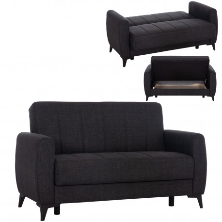 ΚΑΝΑΠΕΣ ΚΡΕΒΑΤΙ ΜΕ ΑΠΟΘ.ΧΩΡΟ ΔΙΘΕΣΙΟΣ NIKKO HM3293.01 ΓΚΡΙ ΥΦΑΣΜΑ 144x75x84Υεκ.