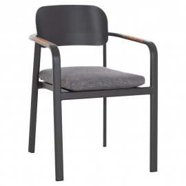 ΠΟΛΥΘΡΟΝΑ ΤΡΑΠΕΖΑΡΙΑΣ ELARA HM6414.01 ΓΚΡΙ ΑΛΟΥΜΙΝΙΟ-OLEFIN--ΞΥΛΟ TEAK 56x62x78Υεκ.