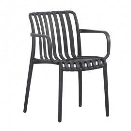 Ε3800,5Η MODA-H Πολυθρόνα Στοιβαζόμενη, PP - UV Protection Απόχρωση Μαύρο