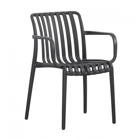 Ε3800,5Η MODA-H Πολυθρόνα Στοιβαζόμενη, PP - UV Protection Απόχρωση Μαύρο