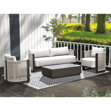 Ε6752,1 BOSTON Living Set Σαλόνι Καθιστικό Κήπου - Βεράντας Alu Ανθρακί - Μπεζ