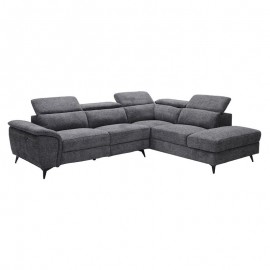 Ε9584,1 ROMEO Καναπές-Relax, Αριστερή Γωνία,Ύφασμα Γκρι, Αποθ.χώρος, Μία θέση με ηλεκτρική ανάκληση