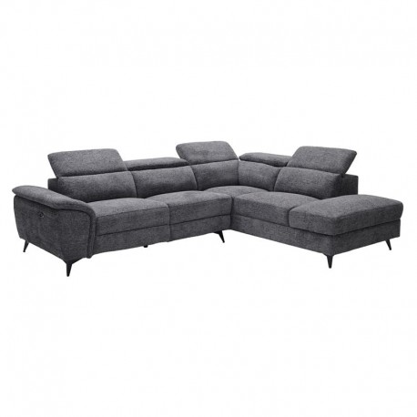 Ε9584,1 ROMEO Καναπές-Relax, Αριστερή Γωνία,Ύφασμα Γκρι, Αποθ.χώρος, Μία θέση με ηλεκτρική ανάκληση