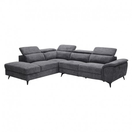Ε9584,10 ROMEO Καναπές-Relax, Δεξιά Γωνία,Ύφασμα Γκρι, Αποθ.χώρος, Μία θέση με ηλεκτρική ανάκληση