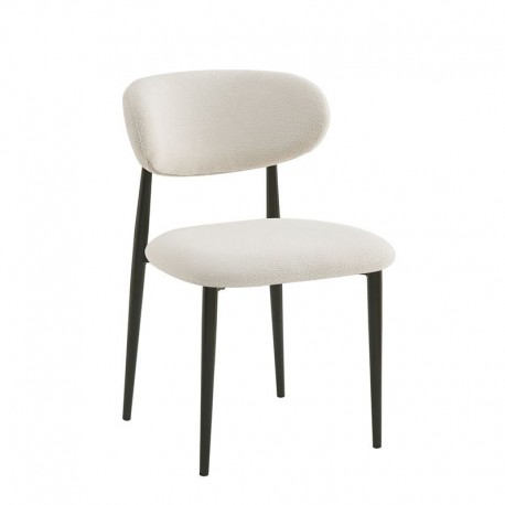 ΕΜ7917,1 POINT Καρέκλα Τραπεζαρίας Μέταλλο Βαφή Μαύρο, Teddy Ύφασμα Άσπρο