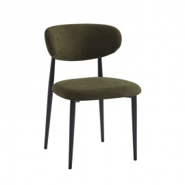 ΕΜ7917,3 POINT Καρέκλα Τραπεζαρίας Μέταλλο Βαφή Μαύρο, Teddy Ύφασμα Olive Green